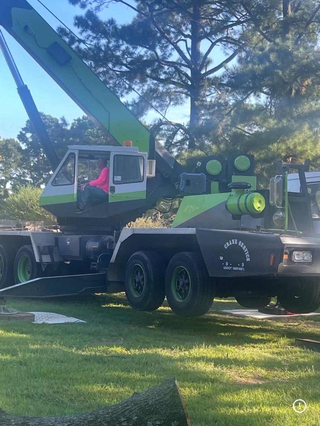 Crane staged for a removal — Aaron&rsquo;s Tree Service, Mid-South