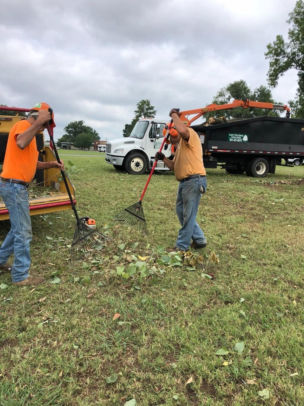 Raking and blowing the site down — Aaron&rsquo;s Tree Service, Mid-South