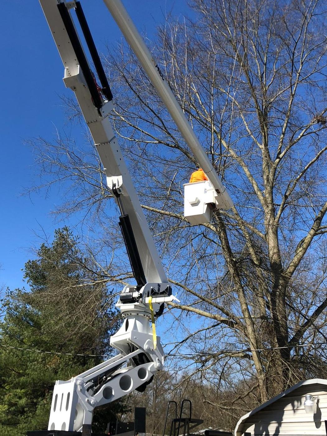Bucket up against a clear sky — Aaron&rsquo;s Tree Service, Mid-South